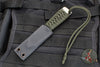 Strider Knives Flamed Titanium Fixed Blade Drop Point Knife- Green Cord