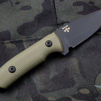 Protech Les George SBR Short Bladed Rockeye Green G-10 Handle Black DLC Fixed Blade Leather Sheath LG513-GREEN SBR