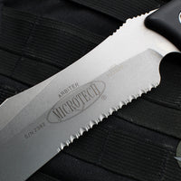 Microtech Arbiter Fixed Blade- Black Handle- Stonewash Part Serrated Blade 104-11 2020