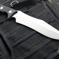 Microtech Arbiter Fixed Blade- Black Handle- Stonewash Part Serrated Blade 104-11 2020