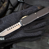 Microtech Ultratech OTF Knife- GEN III ZBP- Hellhound Edge- Black Handle- Apocalyptic Finished Blade 1119-10 AP