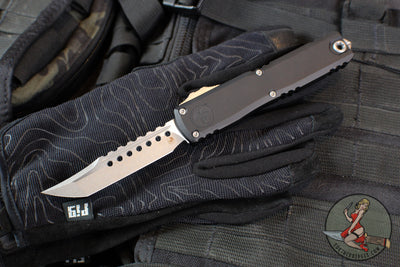 Microtech Ultratech OTF Knife- GEN III ZBP- Hellhound Edge- Black Handle- Apocalyptic Finished Blade 1119-10 AP