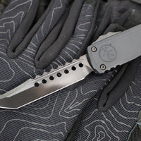 Microtech Ultratech OTF Knife- GEN III ZBP- Shadow Edition- Hellhound Edge- Black Deep Logo Handle- Black DLC Finished Blade 1119-1 DLCTSH