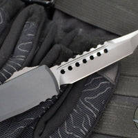 Microtech Ultratech OTF Knife- GEN III ZBP- Shadow Edition- Hellhound Edge- Black Deep Logo Handle- Black DLC Finished Blade 1119-1 DLCTSH