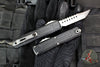 Microtech Ultratech ZBP Zero Blade Play OTF Knife- EX Series- Hellhound Edge- Black Handle- Stonewash Blade 1119EX-10 S