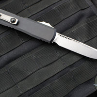 Microtech Ultratech ZBP Zero Blade Play OTF Knife- Single Edge- Black Handle- Stonewash Blade 1121-10