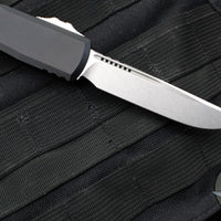 Microtech Ultratech ZBP Zero Blade Play OTF Knife- Single Edge- Black Handle- Stonewash Blade 1121-10