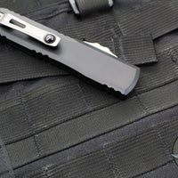 Microtech Ultratech ZBP Zero Blade Play OTF Knife- Single Edge- Black Handle- Stonewash Blade 1121-10