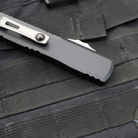 Microtech Ultratech ZBP Zero Blade Play OTF Knife- Single Edge- Black Handle- Stonewash Full Serrated Blade 1121-12