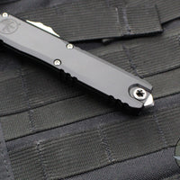 Microtech Ultratech ZBP Zero Blade Play OTF Knife- Single Edge- Black Handle- Stonewash Full Serrated Blade 1121-12