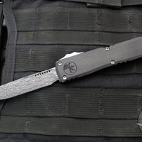 Microtech Ultratech ZBP Zero Blade Play OTF Knife- Clip Point- Black Handle- Vegas Forge Reptilian Pattern Damascus Blade 1121-16 MS4