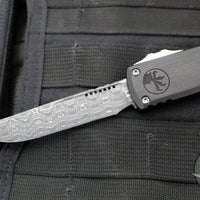 Microtech Ultratech ZBP Zero Blade Play OTF Knife- Clip Point- Black Handle- Vegas Forge Reptilian Pattern Damascus Blade 1121-16 MS4
