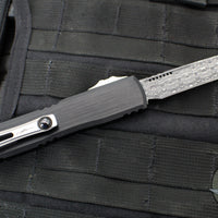 Microtech Ultratech ZBP Zero Blade Play OTF Knife- Clip Point- Black Handle- Vegas Forge Reptilian Pattern Damascus Blade 1121-16 MS4