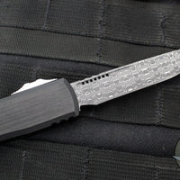 Microtech Ultratech ZBP Zero Blade Play OTF Knife- Clip Point- Black Handle- Vegas Forge Reptilian Pattern Damascus Blade 1121-16 MS4