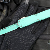 Microtech Ultratech ZBP Zero Blade Play OTF Knife- Single Edge- Cerakote Baja Finished Handle- Baja Finished Blade 1121-1BJ-C18Z15