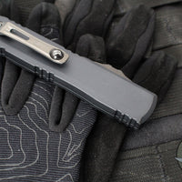 Microtech Ultratech ZBP Zero Blade Play OTF Knife- Single Edge- Shadow Edition- Black Handle- Black DLC Plain Edge Blade- DLC Hardware 1121-1 DLCTSH