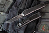 Microtech Ultratech ZBP Zero Blade Play OTF Knife- Single Edge- Tactical- Black Handle- Deep Engraved Flag Graphic- Black Blade 1121-1T-DFLAG