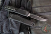 Microtech Ultratech ZBP Zero Blade Play OTF Knife- Single Edge- Tactical- Black Handle- Deep Engraved Flag Graphic- Black Blade 1121-1T-DFLAG