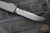 Microtech Ultratech ZBP Zero Blade Play OTF Knife- Single Edge- Tactical- Black Handle- Black Part Serrated Blade 1121-2 T