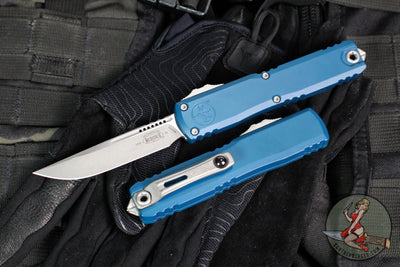 Microtech Ultratech OTF Knife- GEN IV- Single Edge- Deep Ocean Finished Handle- Apocalyptic Finished Blade 11214-10 APDO