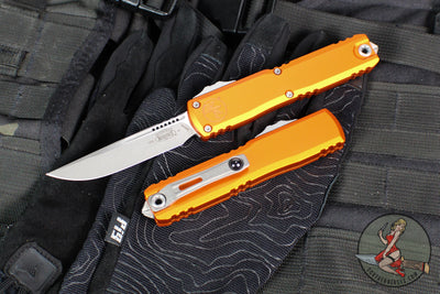 Microtech Ultratech OTF Knife- GEN IV- Single Edge- Orange Handle- Apocalyptic Finished Blade 11214-10 APOR