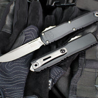 Microtech Ultratech OTF Knife- GEN IV- Single Edge- Black Handle- Apocalyptic Finished Blade 11214-10 AP
