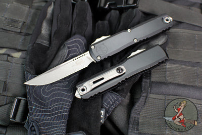 Microtech Ultratech OTF Knife- GEN IV- Single Edge- Black Handle- Apocalyptic Finished Blade 11214-10 AP