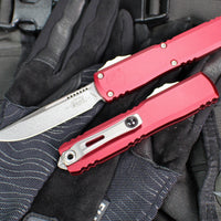 Microtech Ultratech OTF Knife- GEN IV- Single Edge- Merlot Handle Handle- Stonewash Finished Blade 11214-10 MR