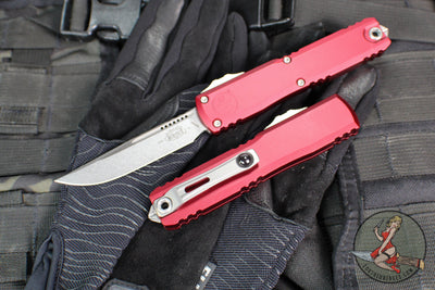 Microtech Ultratech OTF Knife- GEN IV- Single Edge- Merlot Handle Handle- Stonewash Finished Blade 11214-10 MR
