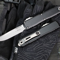 Microtech Ultratech OTF Knife- GEN IV- Single Edge- Black Handle- Stonewash Finished Blade 11214-10