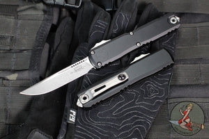 Microtech Ultratech OTF Knife- GEN IV- Single Edge- Black Handle- Stonewash Finished Blade 11214-10