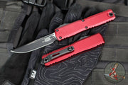 Microtech Ultratech OTF Knife- GEN IV- Single Edge- Merlot Red Handle- Black Finished Plain Edge Blade 11214-1 MR