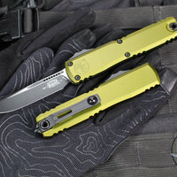 Microtech Ultratech OTF Knife- GEN IV- Single Edge- OD Green Handle- Black Finished Plain Edge Blade 11214-1 OD