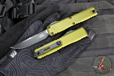 Microtech Ultratech OTF Knife- GEN IV- Single Edge- OD Green Handle- Black Finished Plain Edge Blade 11214-1 OD