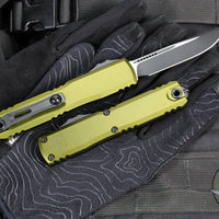 Microtech Ultratech OTF Knife- GEN IV- Single Edge- OD Green Handle- Black Finished Plain Edge Blade 11214-1 OD