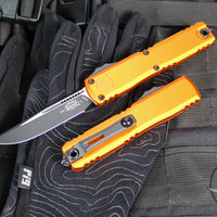 Microtech Ultratech OTF Knife- GEN IV- Single Edge- Orange Handle- Black Finished Plain Edge Blade 11214-1 OR