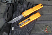 Microtech Ultratech OTF Knife- GEN IV- Single Edge- Orange Handle- Black Finished Plain Edge Blade 11214-1 OR