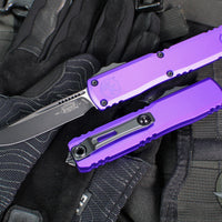 Microtech Ultratech OTF Knife- GEN IV- Single Edge- Purple Handle- Black Finished Plain Edge Blade 11214-1 PU