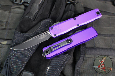 Microtech Ultratech OTF Knife- GEN IV- Single Edge- Purple Handle- Black Finished Plain Edge Blade 11214-1 PU