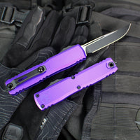 Microtech Ultratech OTF Knife- GEN IV- Single Edge- Purple Handle- Black Finished Plain Edge Blade 11214-1 PU