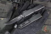 Microtech Ultratech OTF Knife- GEN IV- Single Edge- Tactical- Black Handle- Black Finished Plain Edge Blade 11214-1 T