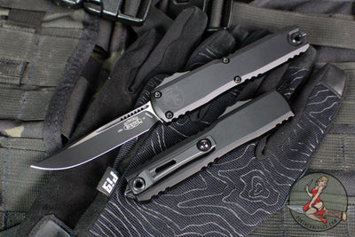 Microtech Ultratech OTF Knife- GEN IV- Single Edge- Tactical- Black Handle- Black Finished Plain Edge Blade 11214-1 T