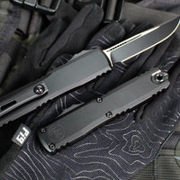 Microtech Ultratech OTF Knife- GEN IV- Single Edge- Tactical- Black Handle- Black Finished Plain Edge Blade 11214-1 T