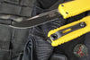 Microtech Ultratech OTF Knife- GEN IV- Single Edge- Yellow Handle- Black Finished Plain Edge Blade 11214-1 YW