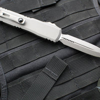 Microtech Ultratech ZBP Zero Blade Play OTF Knife- Double Edge- Natural Clear Handle- Apocalyptic Blade 1122-10 APNC