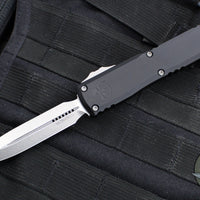 Microtech Ultratech ZBP Zero Blade Play OTF Knife- Double Edge- Black Handle- Stonewash Blade 1122-10