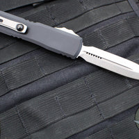 Microtech Ultratech ZBP Zero Blade Play OTF Knife- Double Edge- Black Handle- Stonewash Blade 1122-10