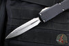 Microtech Ultratech ZBP Zero Blade Play OTF Knife- Double Edge- Black Handle- Stonewash Full Serrated Blade 1122-12