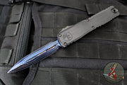 Microtech Ultratech ZBP Zero Blade Play OTF Knife- Double Edge- Black Handle- Baker Forge Blued Icestorm Damascus Blade 1122-16 MS2