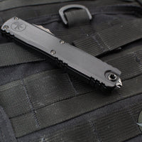 Microtech Ultratech ZBP Zero Blade Play OTF Knife- Double Edge- Black Handle- Baker Forge Blued Icestorm Damascus Blade 1122-16 MS2